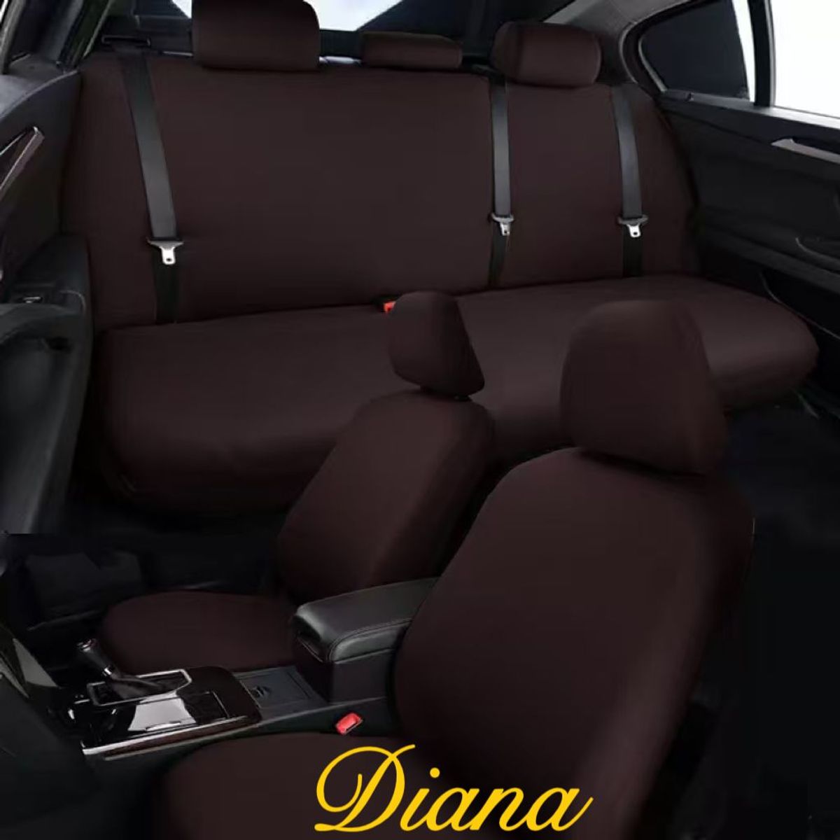DIANA - FUNDA PARA ASIENTO DE AUTO UNICOLOR  CAFE OSCURO TELA LISA  TAMAÑO UNIVERSAL
