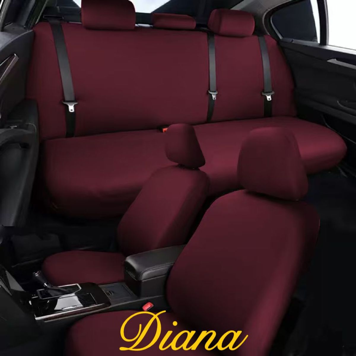 DIANA - FUNDA PARA ASIENTO DE AUTO UNICOLOR BURDEO TELA LISA  TAMAÑO UNIVERSAL