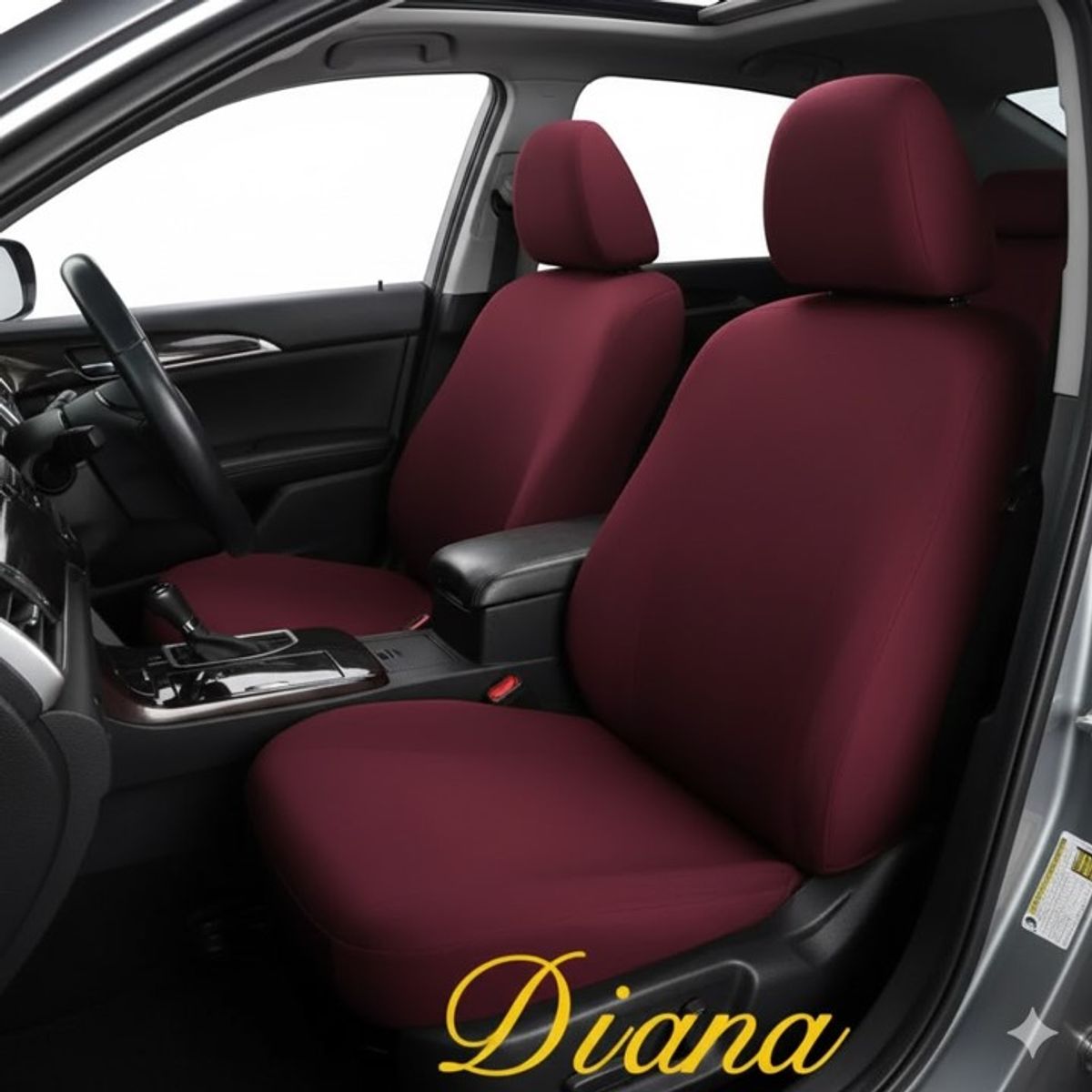 DIANA - FUNDA PARA ASIENTO DE AUTO UNICOLOR BURDEO TELA LISA  TAMAÑO UNIVERSAL