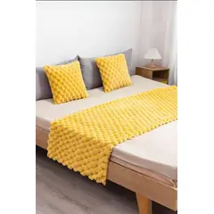 GENERICO - Piecera de Cama Decorativa Peluda + 2 Fundas de Cojín Estilo Moderno y Elegante