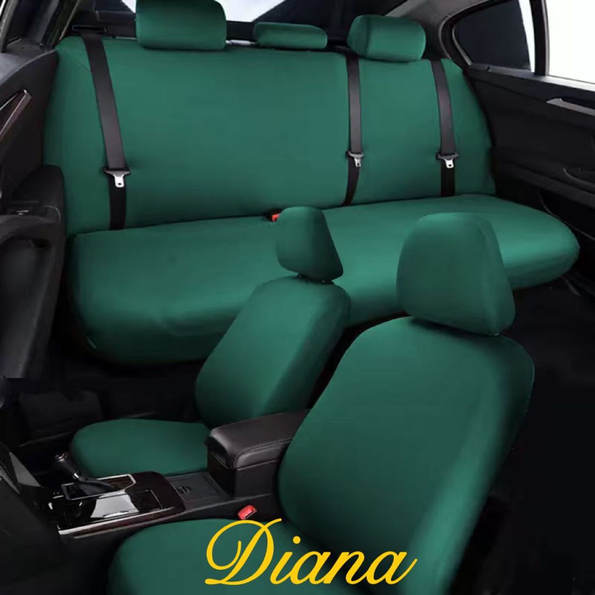 DIANA - FUNDA PARA ASIENTO DE AUTO UNICOLOR VERDE TELA LISA  TAMAÑO UNIVERSAL