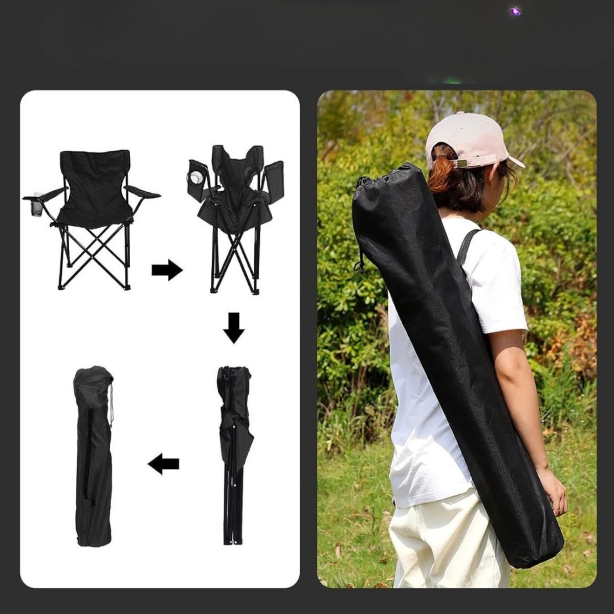 GENERICO - Silla Plegable con Posavasos y Bolso de Transporte