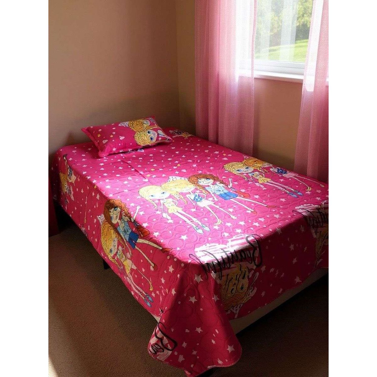 GENERICO - CUBRECAMA QUILT DE VERANO INFANTIL DISEÑO NIÑA