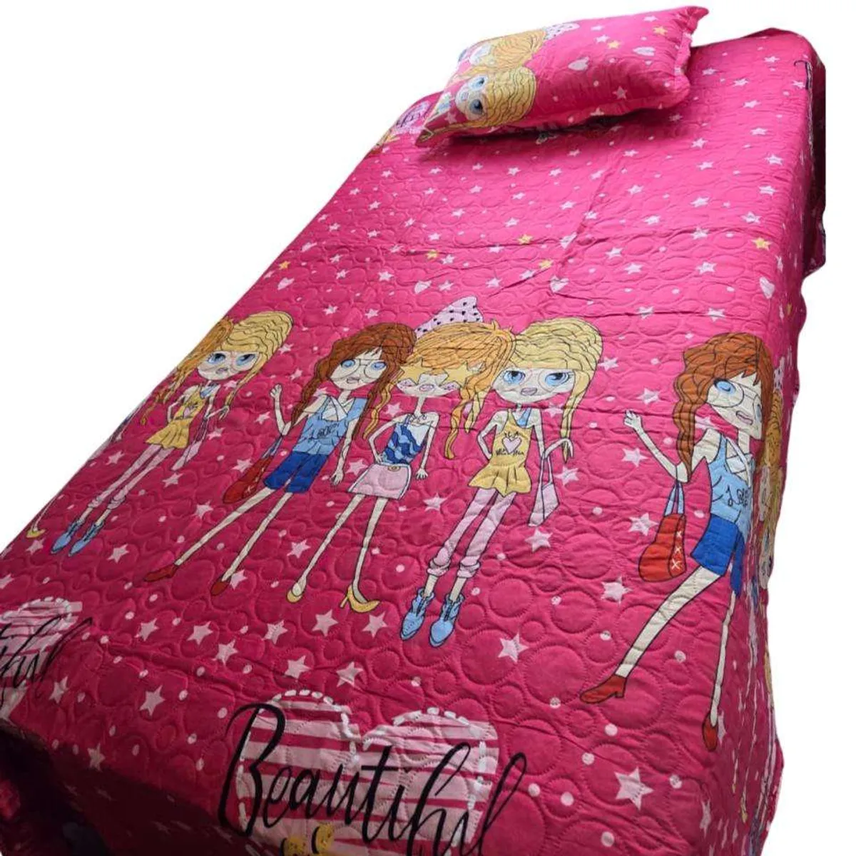 GENERICO - CUBRECAMA QUILT DE VERANO INFANTIL DISEÑO NIÑA