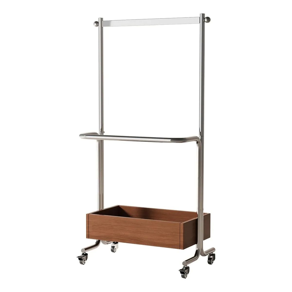 EVERSO - Perchero Organizador Colgante Ropa Acero Con Ruedas Y CesteMarron