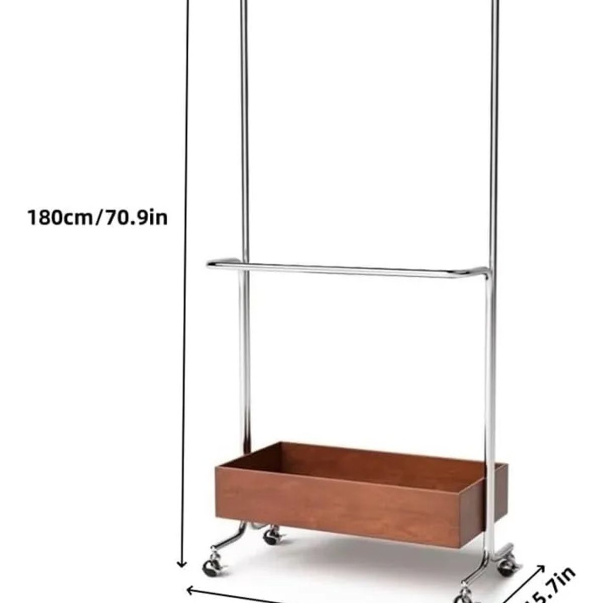 EVERSO - Perchero Organizador Colgante Ropa Acero Con Ruedas Y CesteMarron