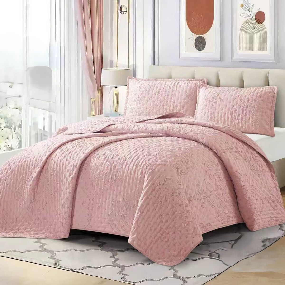 GENERICO - Cobertores Quilts Verano con Bordados en alto relieve técnica Tufting