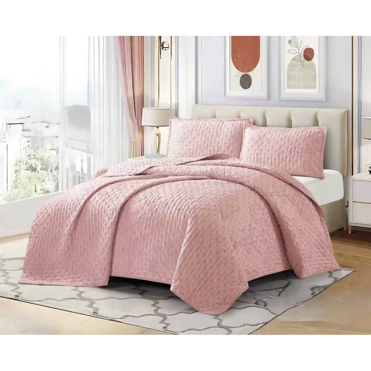 GENERICO - Cobertores Quilts Verano con Bordados en alto relieve técnica Tufting