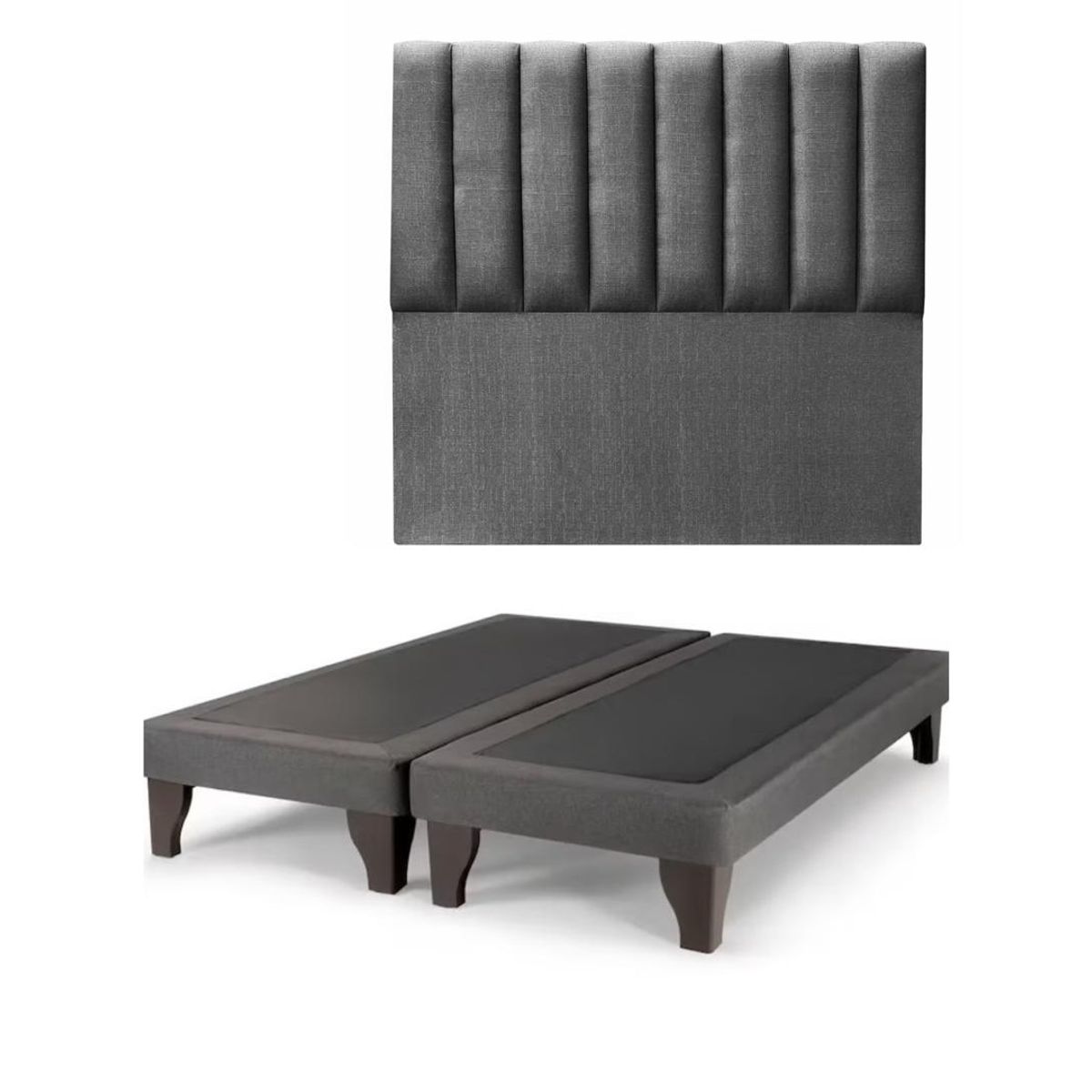 GENERICO - Base Europea mas Respaldo Tubular Super King  LINO GRIS OSCURO