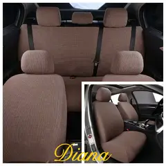 DIANA - FUNDA PARA ASIENTO DE AUTO UNICOLOR CAFE CLARO TELA CUADRILLE TAMAÑO UNIVERSAL