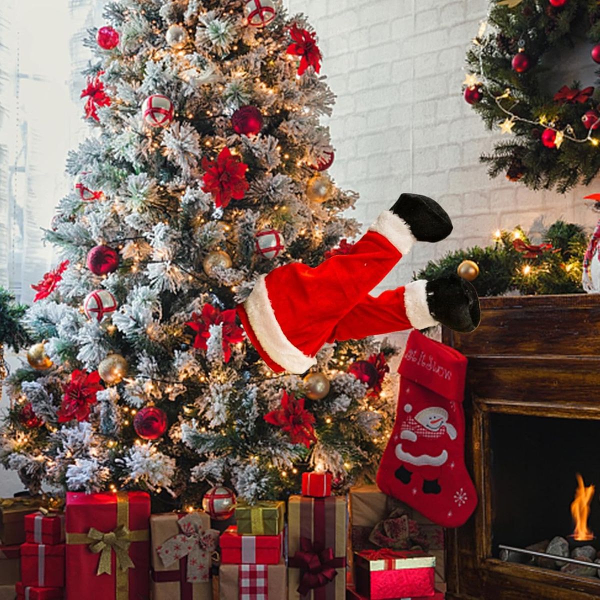 WAKESHOME - Adorno Para Árbol De Navidad Patas Oscilantes De Santa