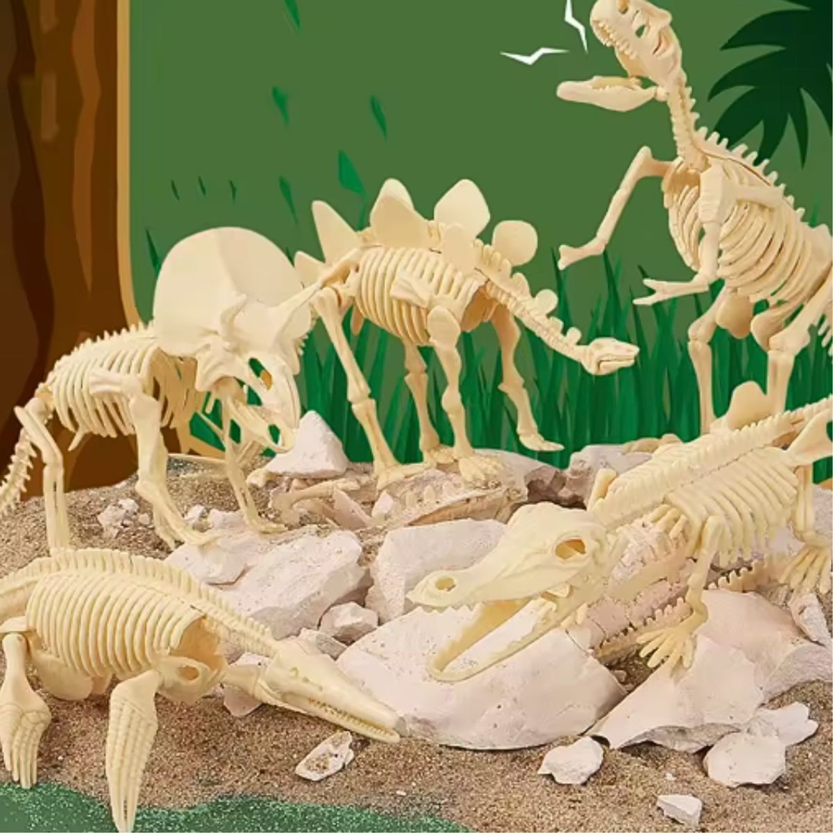 GENERICO - Kit Arqueólogo Excavación Fósil Dinosaurio Armable