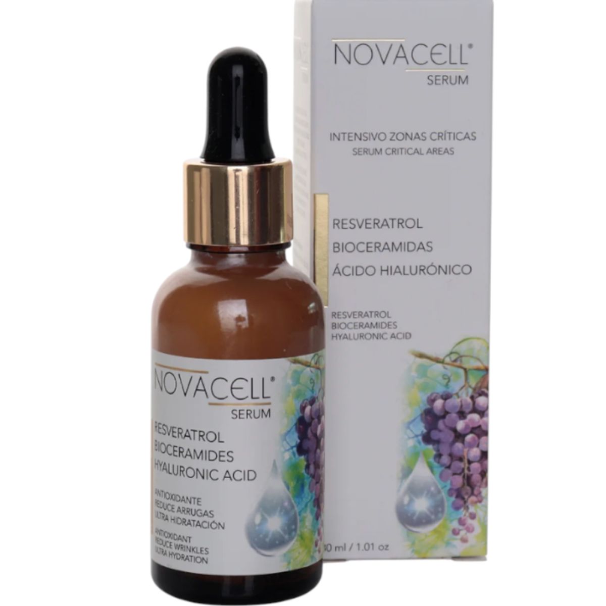 GENERICO - Antiage Serum Rostro Cara Cuello & Escote  Resveratrol & Bioceramidas - Rejuvenece y Repara