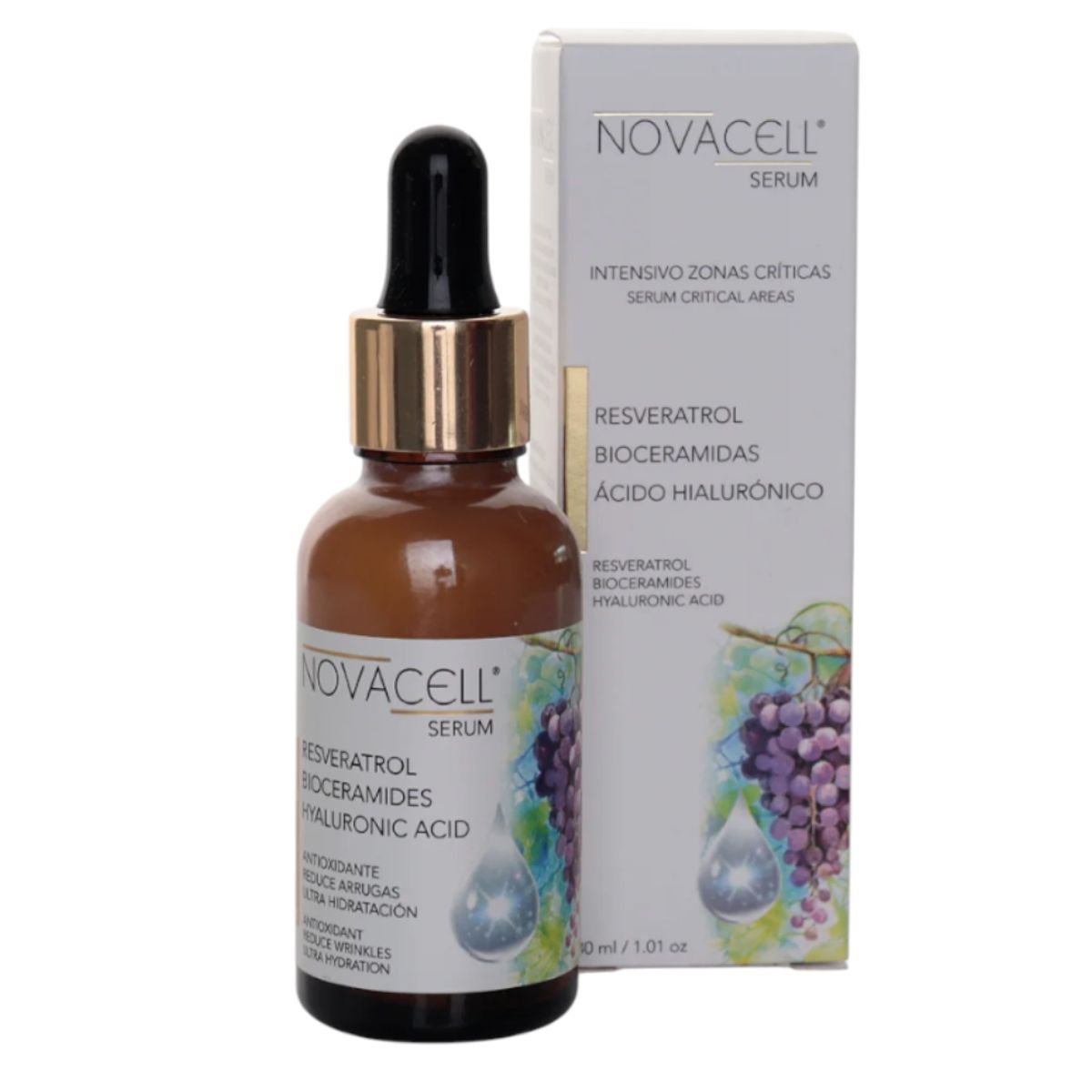 GENERICO - Antiage Serum Rostro Cara Cuello & Escote  Resveratrol & Bioceramidas - Rejuvenece y Repara
