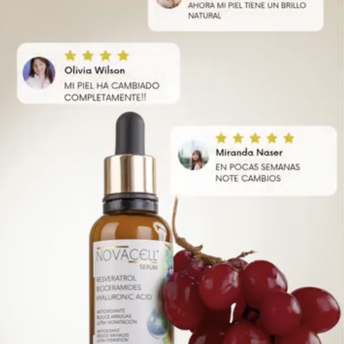 GENERICO - Antiage Serum Rostro Cara Cuello & Escote  Resveratrol & Bioceramidas - Rejuvenece y Repara