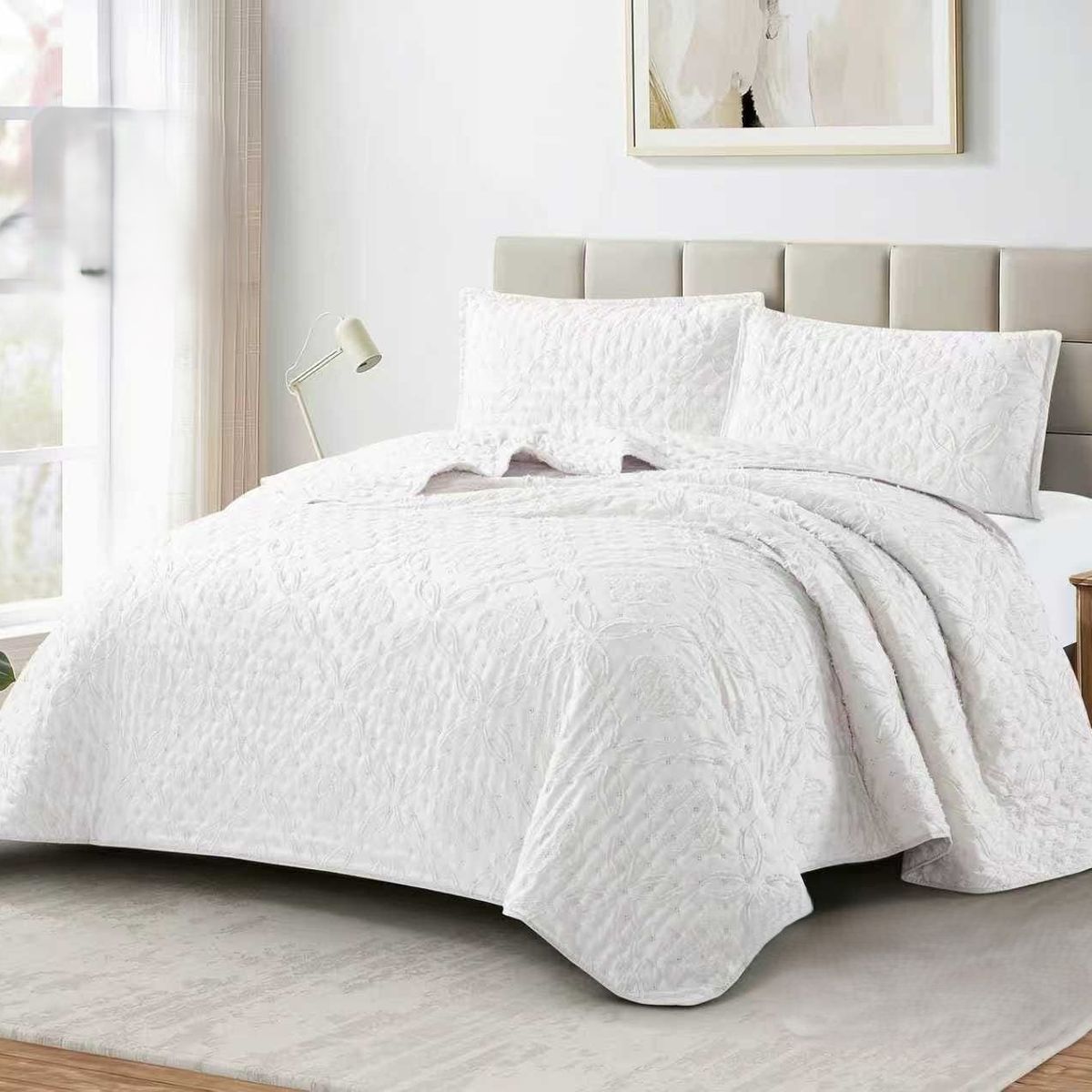 GENERICO - Cobertores Quilts Verano con Bordados en alto relieve técnica Tufting