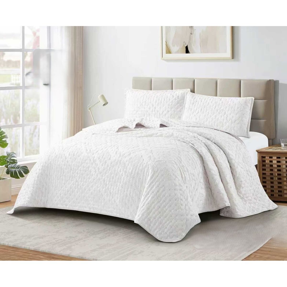 GENERICO - Cobertores Quilts Verano con Bordados en alto relieve técnica Tufting