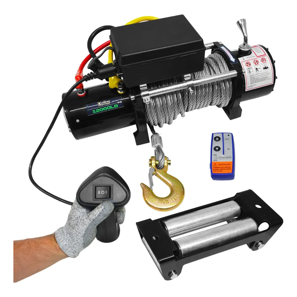 GUTSTARK - Winche Eléctrico 12000 Lb 12v Cable Acero 27m + Control