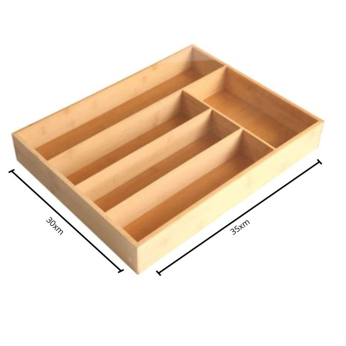 GENERICO - Organizador De Cubiertos Multiusos Cubiertero De Bambú 35x30cm