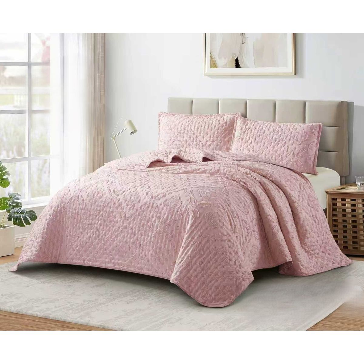 GENERICO - Cobertores Quilts Verano con Bordados en alto relieve técnica Tufting