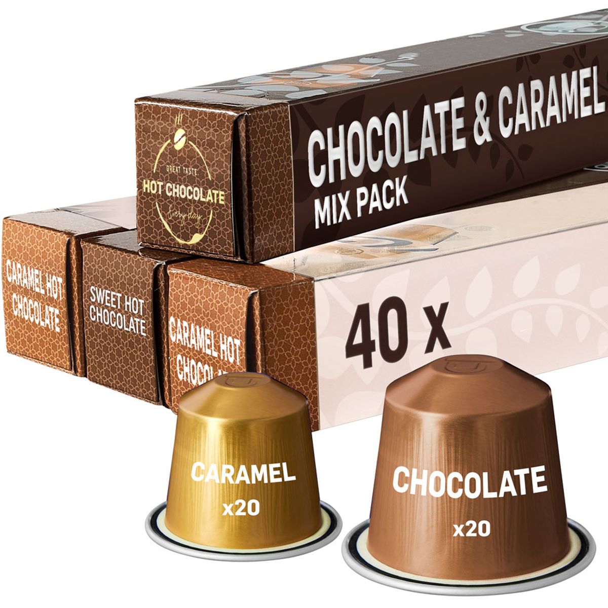 REAL COFFEE - Pack Chocolate Caliente 40 Cápsulas Realcoffee compatible Nespresso