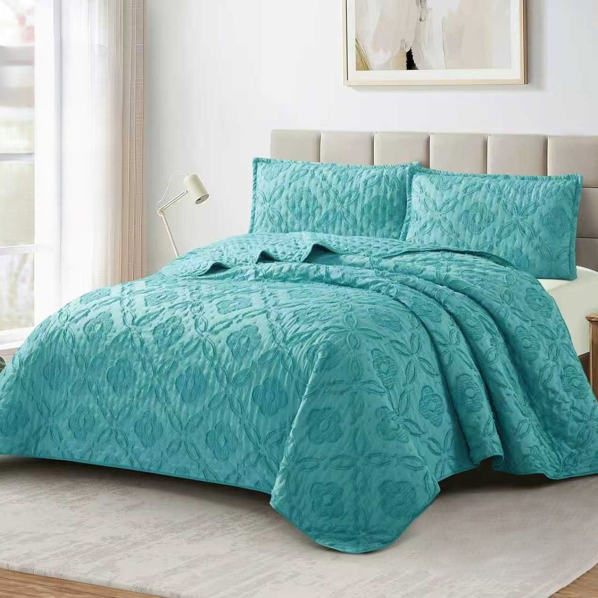 GENERICO - Cobertores Quilts Verano con Bordados en alto relieve técnica Tufting