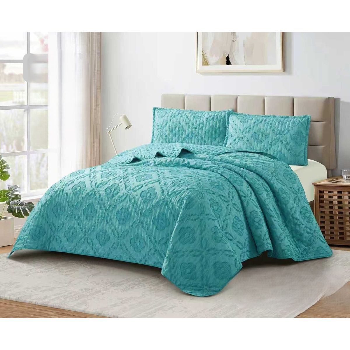 GENERICO - Cobertores Quilts Verano con Bordados en alto relieve técnica Tufting