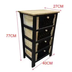 GENERICO - Cajonera de Madera Rústica y Crochet 4 Cajones Negro