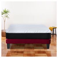 Cama Zen Best Full Colchon Pro Tela Velvet Burdeo