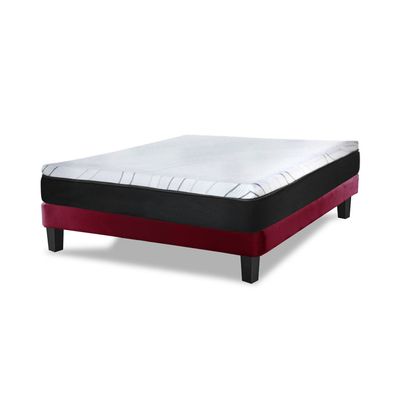 Imagen 2 del producto Cama Zen Best Full Colchon Pro Tela Velvet Burdeo