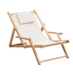 GENERICO - Silla De Playa Reposera Plegable De Lona Y Madera Exteriores Blanco