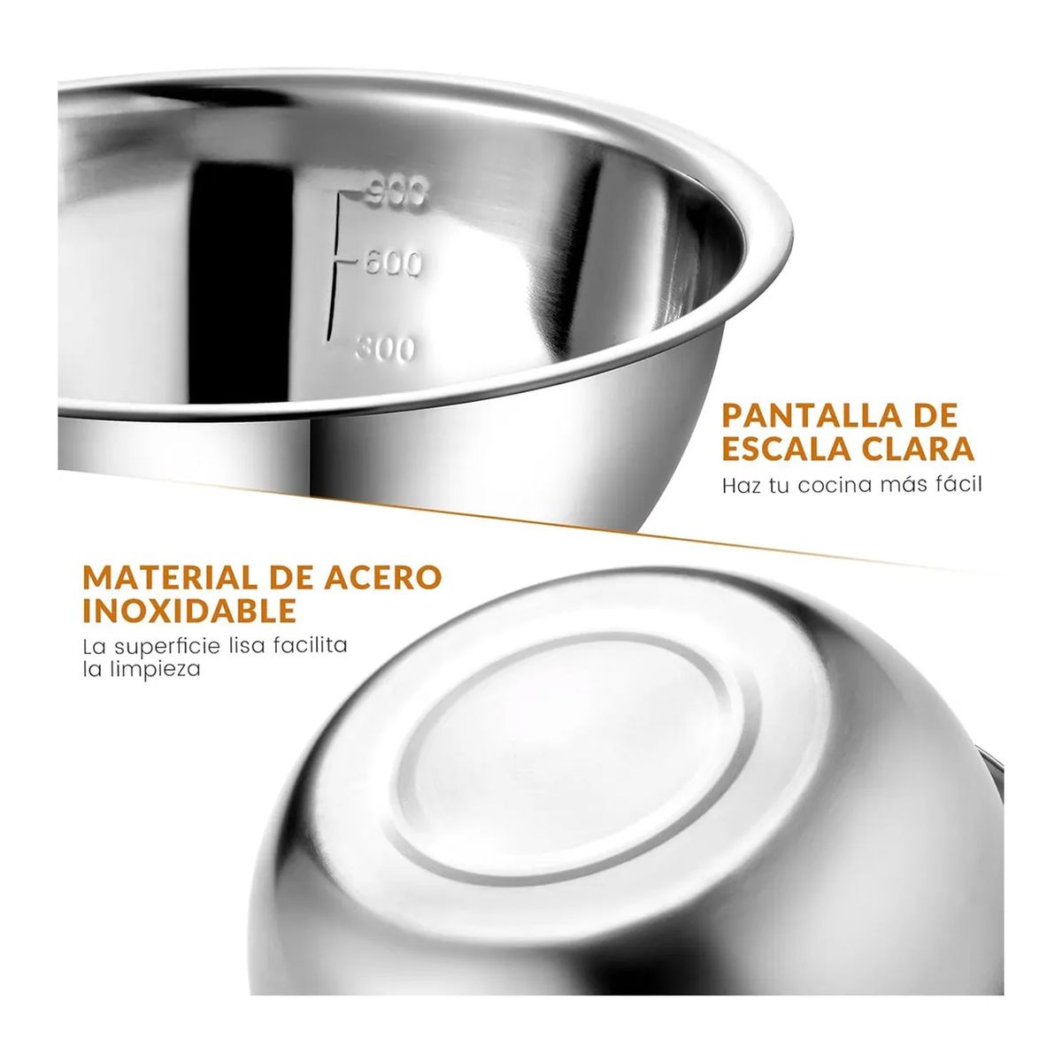 ESHOPANGIE - Pack 5 Bowl Pocillo Acero Inoxidable Reposteria Cocina