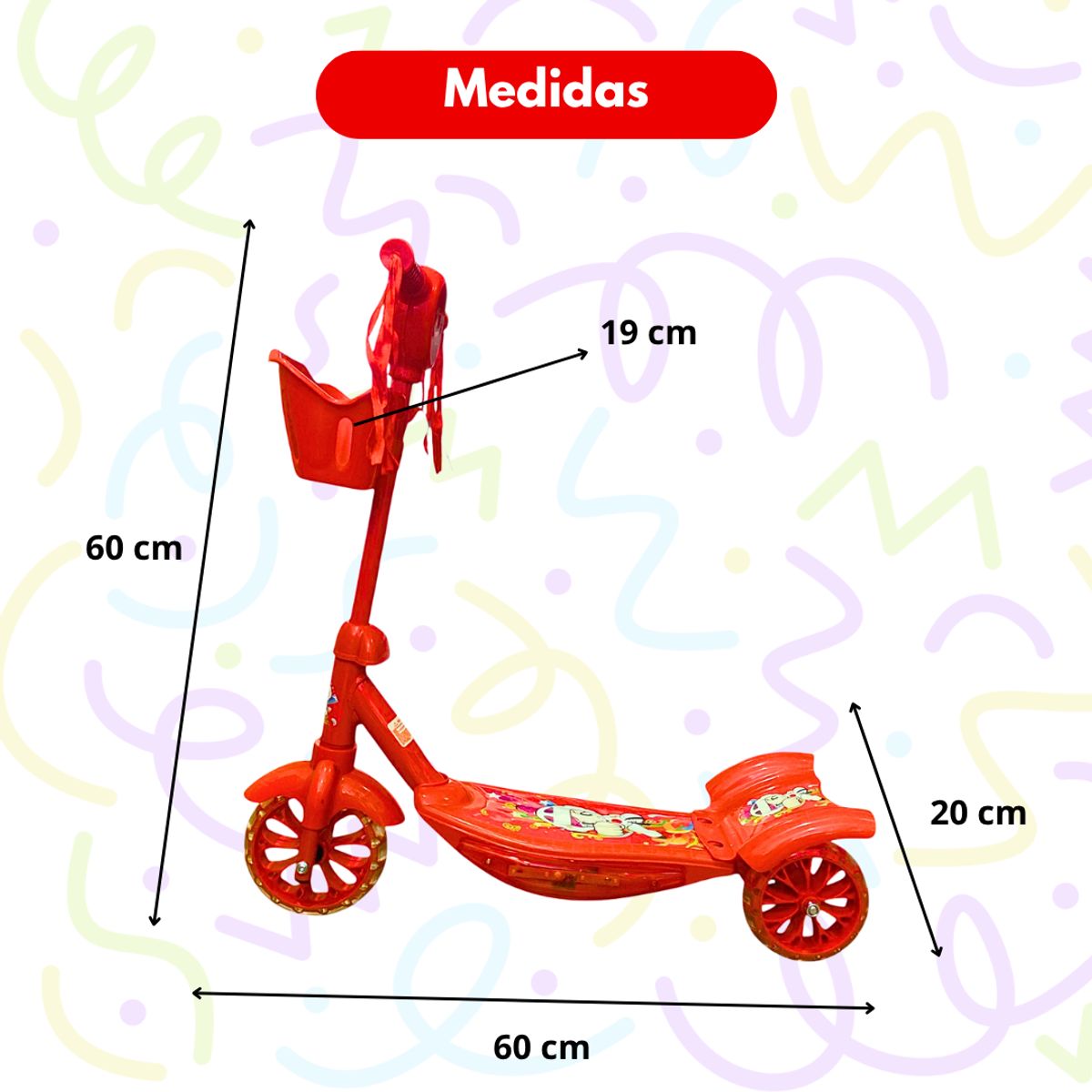 GENERICO - Monopatín Scooter De 3 Ruedas Con Luces Y Sonidos Rojo