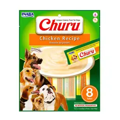 INABA - Snack Cremoso Churu Perro Sabor Pollo 8 Tubos