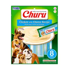 INABA - Snack Cremoso Churu Perro Sabor Pollo y Queso 8 Tubos