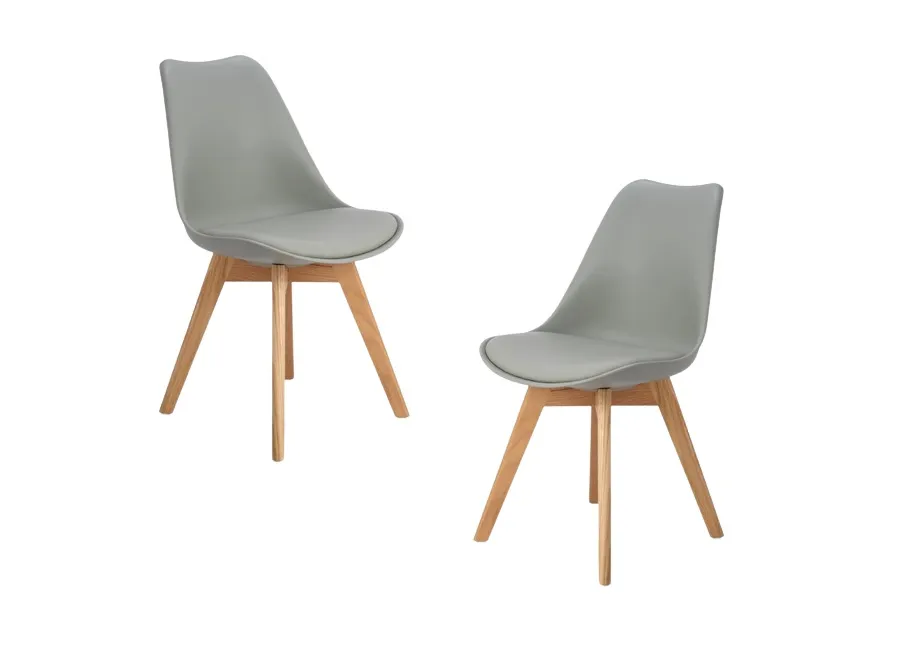 Pack de 2 sillas de comedor acolchada Tulip Gris oscuro