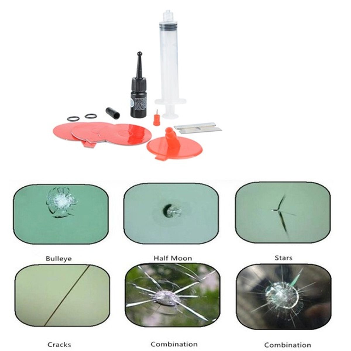 GENERICO - Kit Reparación Parabrisa Removedor Trizaduras Auto Piquete