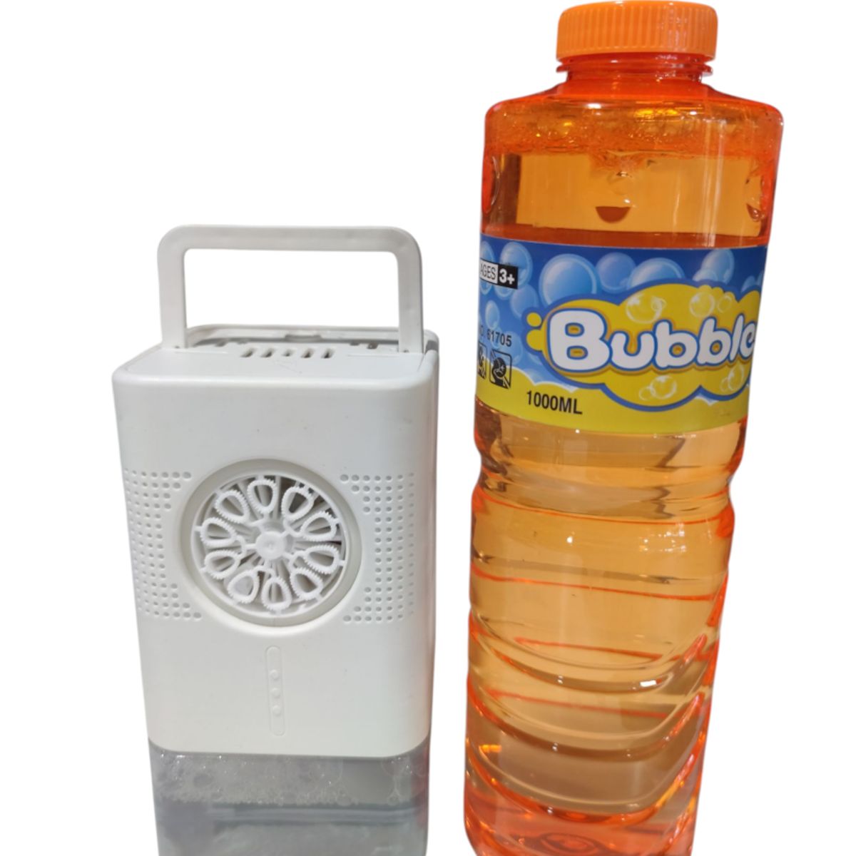 GENERICO - Lanzador De burbujas Automatica Con luces  + Botella 1 Lt De Liquido  Burbujas