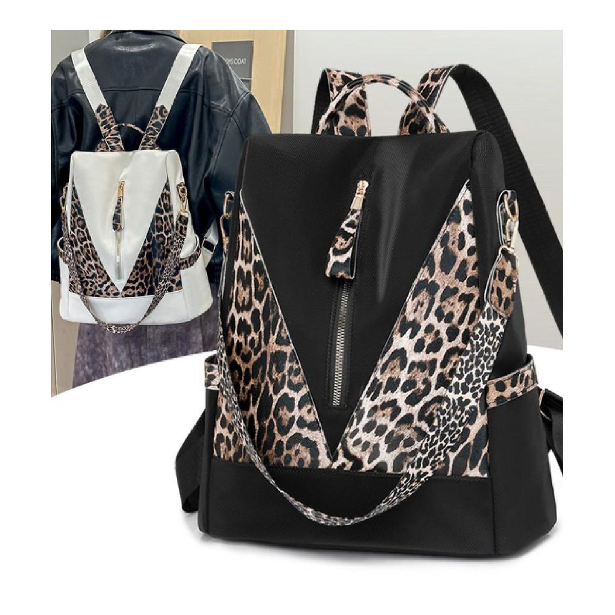 GENERICO - Bolso Mochila Moda Animal Print Antirobo