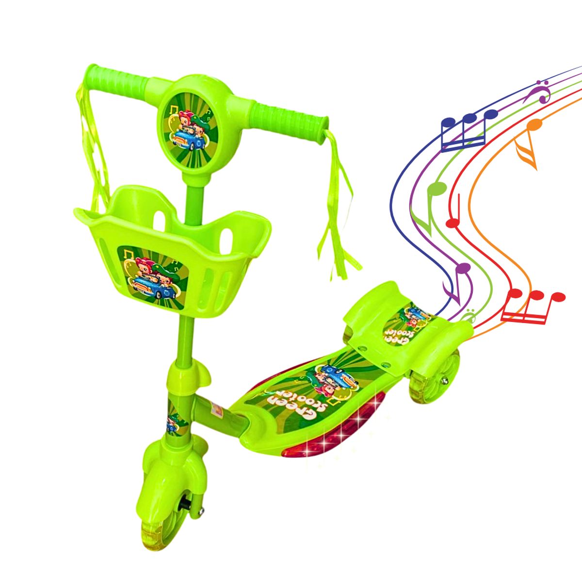 GENERICO - Monopatín Scooter De 3 Ruedas Con Luces Y Sonidos Verde