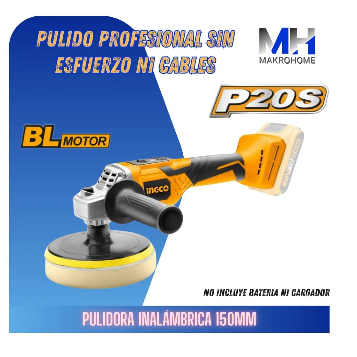 INGCO - Pulidora Inalambrica Ingco 20v 150mm Motor Brushless