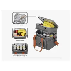 GENERICO - Bolsa Isotérmica Bolsa De Almuerzo De Gran Capacidad 24 L GRIS