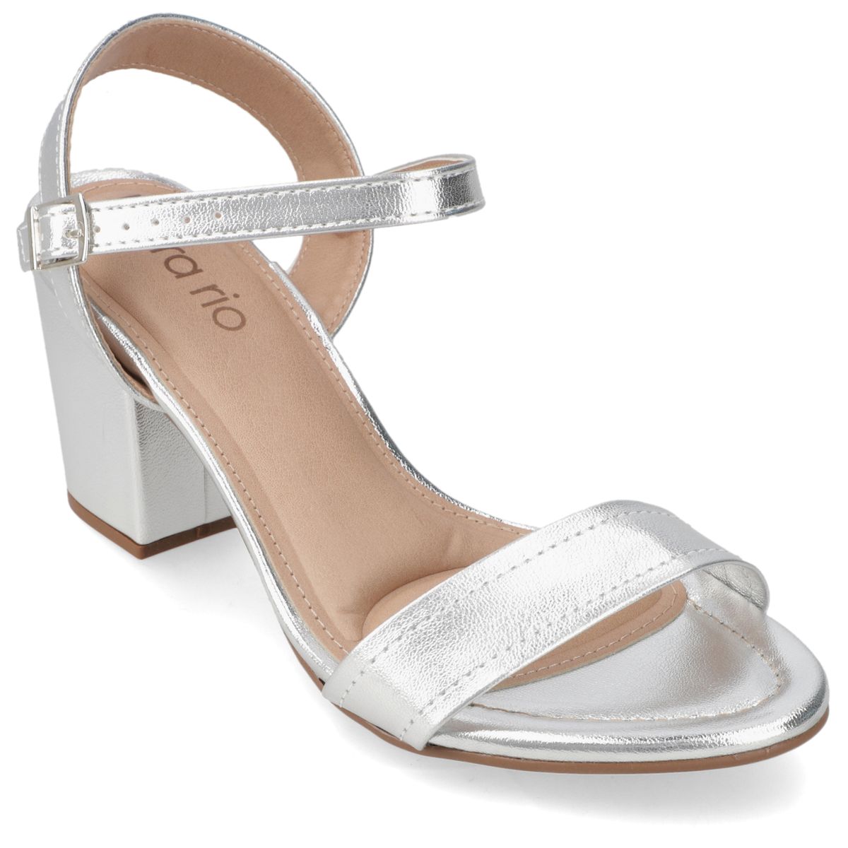 BEIRA RIO - Sandalia Taco Ancho 7 cm Beira Rio Plateado