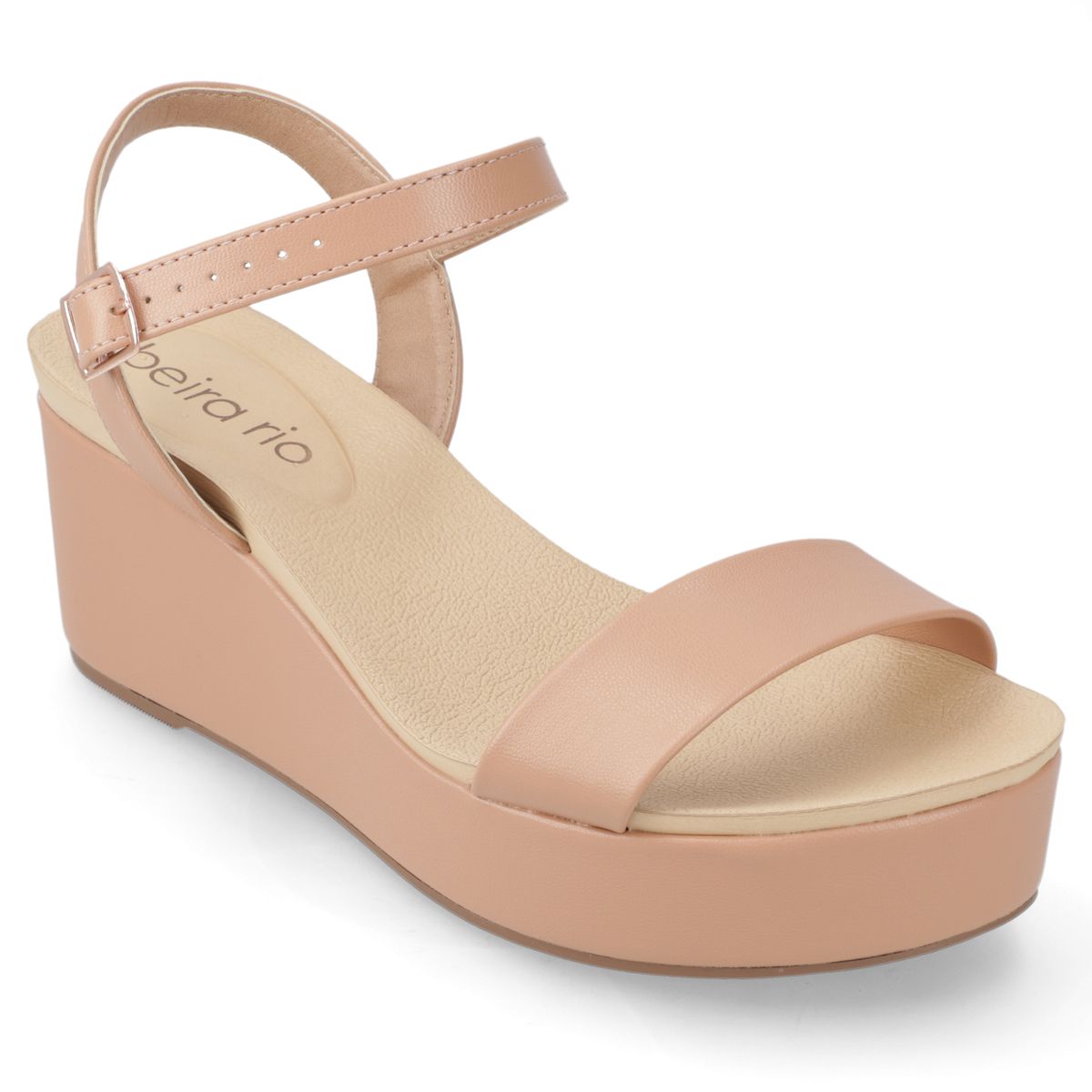 BEIRA RIO - Sandalia Taco Cuña Beira Rio Beige