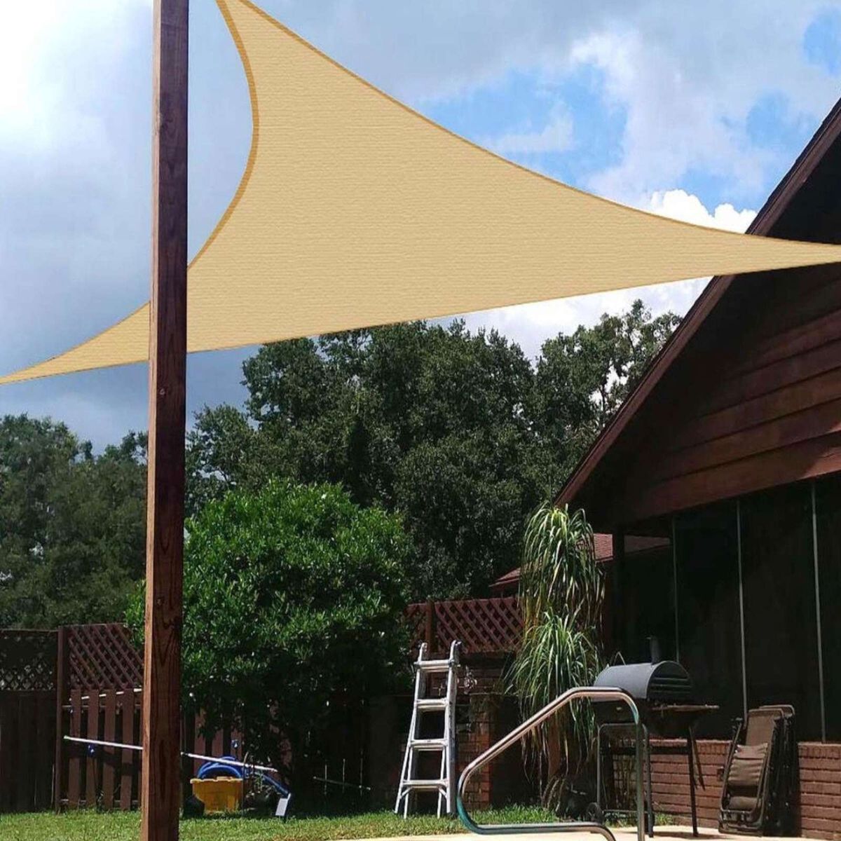 GENERICO - TOLDO VELA DE LONA 35 X 35 X 35 TRIANGULAR PARA SOMBRA PARASOL PERMEABLE