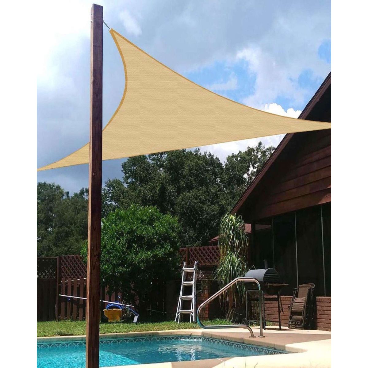 GENERICO - TOLDO VELA DE LONA 35 X 35 X 35 TRIANGULAR PARA SOMBRA PARASOL PERMEABLE