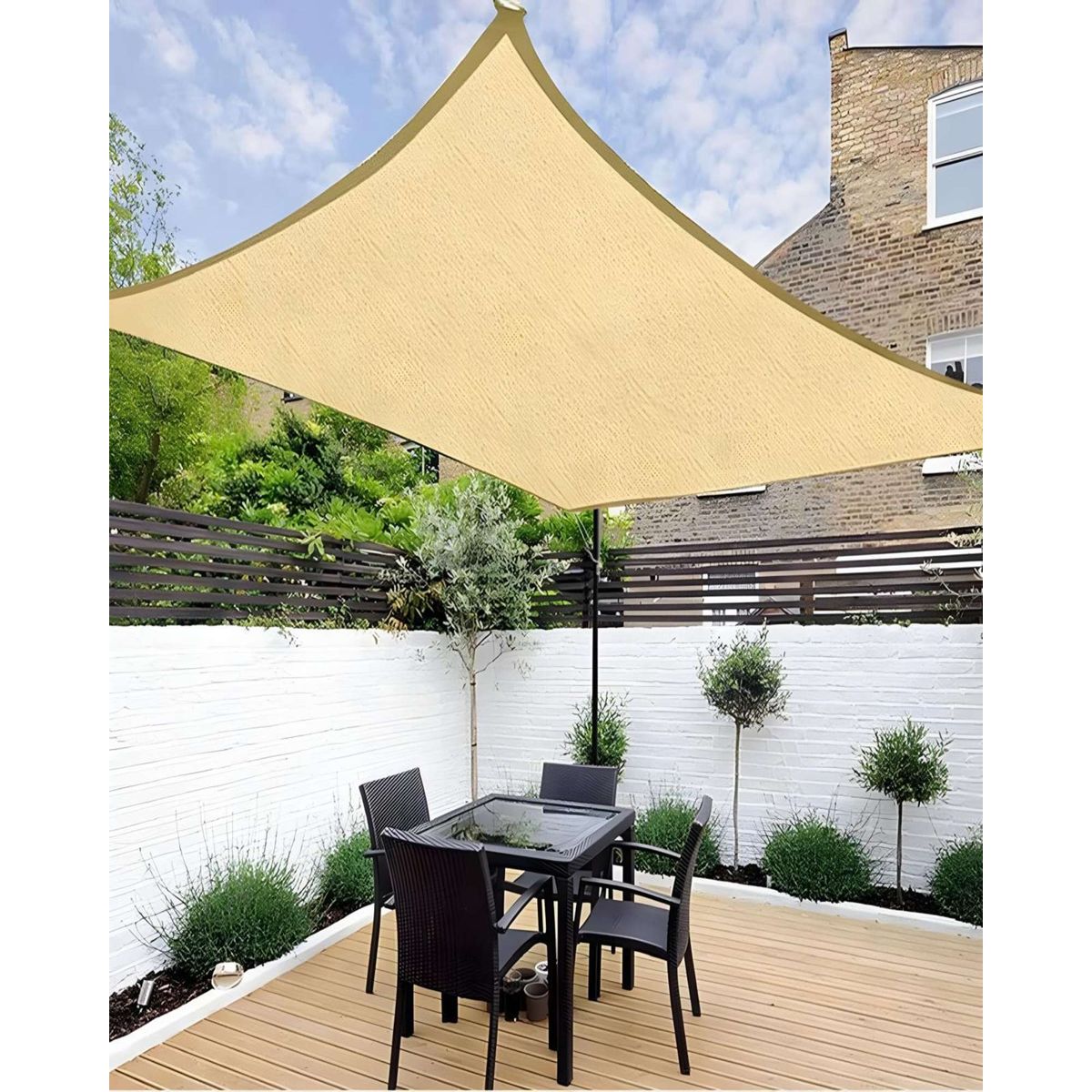 GENERICO - TOLDO VELA DE LONA 5X5  CUADRADA PARA SOMBRA PARASOL PERMEABLE