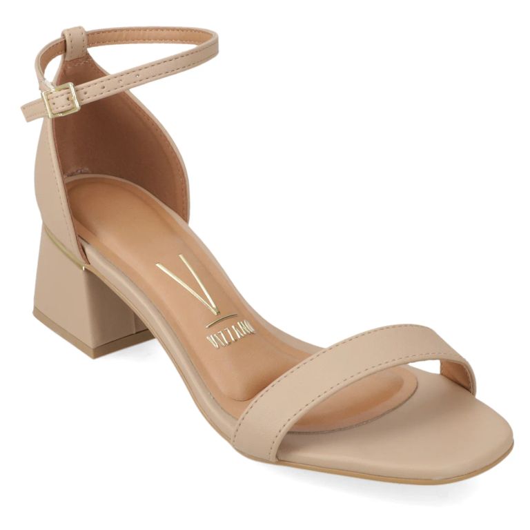 Sandalia Taco Ancho Beige Mujer