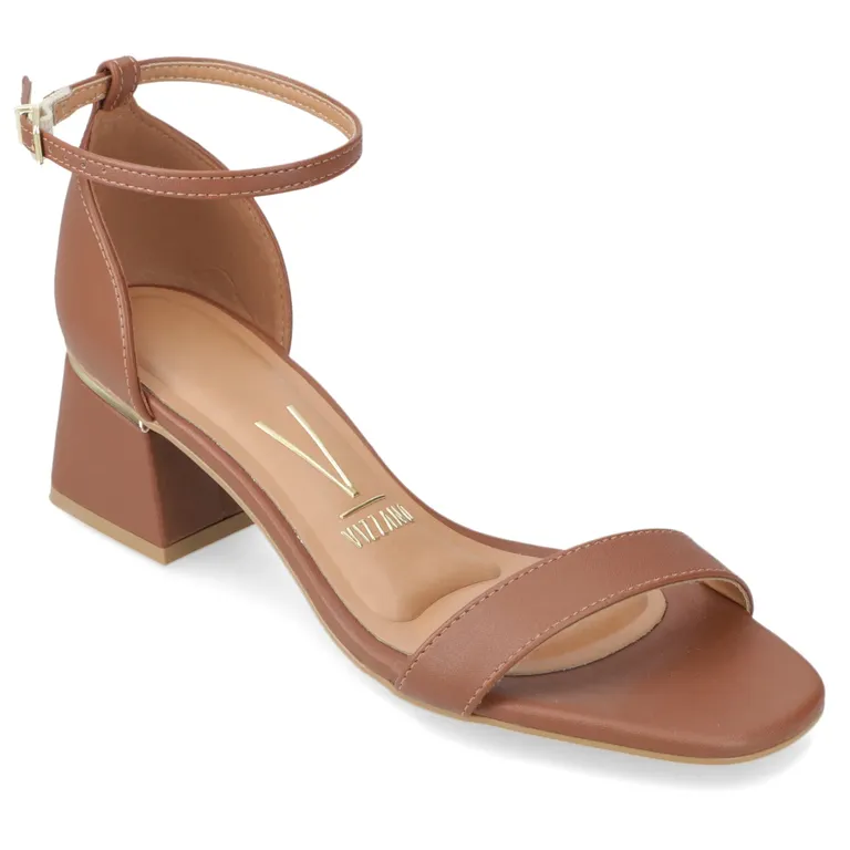 Sandalia Casual Taco Ancho Café Mujer