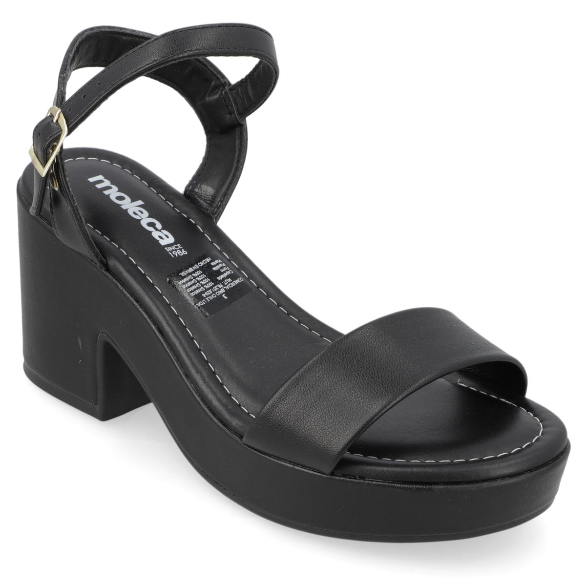 MOLECA - Sandalia Taco Ancho 5 cm Moleca Negro